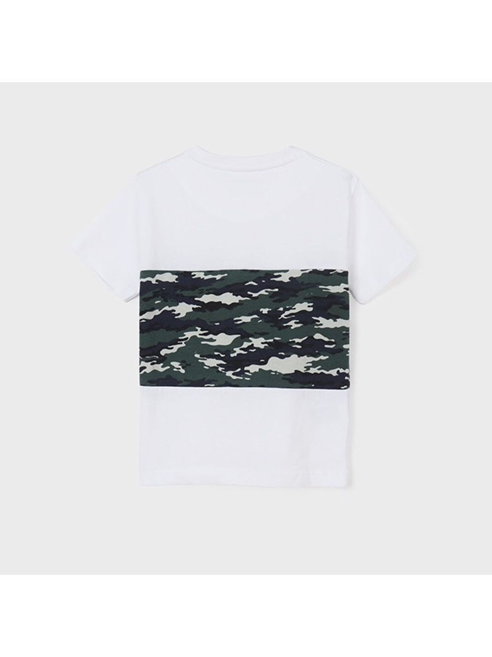 Size 14 Boys Mayoral White Tee with Dark Green Camo Band